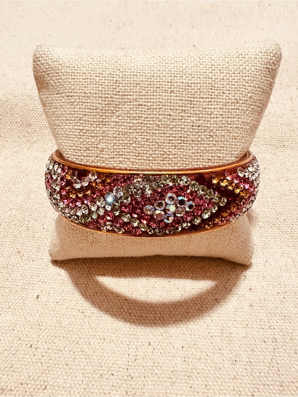 Vintage | Bracelet | Vintage Crystal-Embellished Pink Multicolor Bangle Bracelet